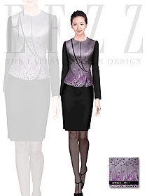 新款紫紅色女款酒店中餐領班服裝款式圖123