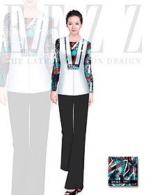 新款長(zhǎng)袖女款西餐服務(wù)員服裝款式圖1133