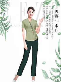 時尚草綠色女款按摩技師服款式設計圖1443