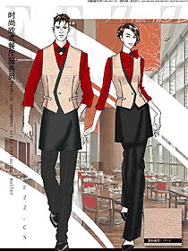 新款男女馬甲款西餐服務員服裝款式圖1318