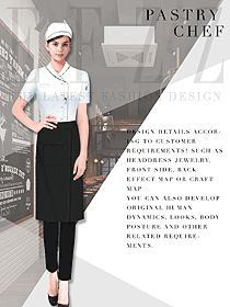 時尚白色短袖女款廚師服款式設計圖455