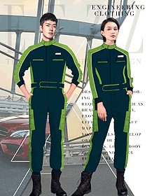 時尚長袖男女同款春秋工程服設計圖1236