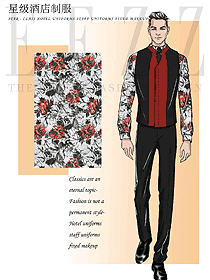 原創制服設計男款中餐服務員服裝款式圖2031