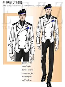 時(shí)尚白色長袖男款獵裝保安工作制服設(shè)計(jì)圖336