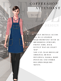 新款粉紫色女款快餐廳服務(wù)員制服設(shè)計(jì)圖309