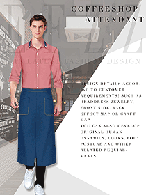 粉紅色長袖男款快餐廳服裝款式設(shè)計(jì)圖310