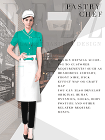 時尚短袖女款廚師服款式設計圖464