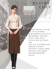 原創(chuàng)制服設(shè)計(jì)女款西餐服務(wù)員服裝款式圖1335