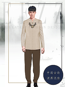 原創制服設計男款中餐服務員服裝款式圖2037
