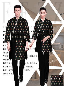 新款日式料理男女款服務員制服設計圖334