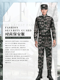 原創(chuàng)制服設(shè)計(jì)男款長(zhǎng)袖迷彩保安服款式圖412