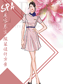 時尚淺粉色女款總臺收銀接待制服設計圖427