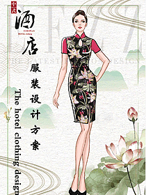 時(shí)尚女款中餐廳迎賓員制服設(shè)計(jì)圖892