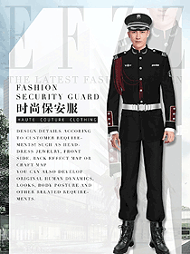 時尚長袖男款獵裝保安制服款式設計圖338