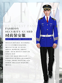 時(shí)尚藍(lán)色男款獵裝保安工作制服設(shè)計(jì)圖339