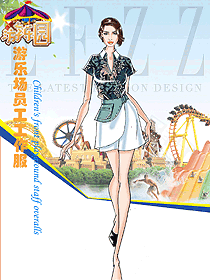 短袖女款游樂場員工工作制服款式設(shè)計圖331