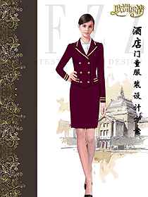 原創制服設計女款星級酒店門童服裝款式圖1276