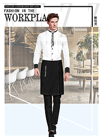 時尚白色長袖快餐廳服裝款式設計圖348