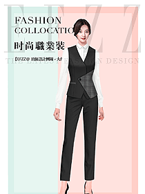 黑色簡(jiǎn)約款女職業(yè)裝馬夾款制服設(shè)計(jì)圖358