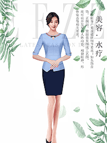 淺藍(lán)色女款總臺(tái)收銀接待制服設(shè)計(jì)圖436