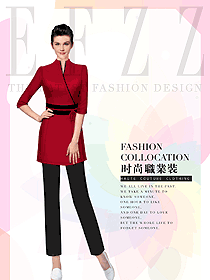 原創設計女款紅色美容會所服裝款式圖725