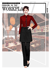 時尚長袖女款快餐廳服裝款式設計圖393