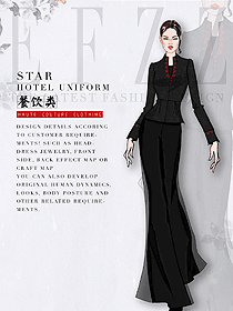 原創(chuàng)制服設(shè)計(jì)女款中餐服務(wù)員服裝款式圖2103