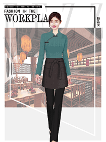 原創(chuàng)制服設(shè)計(jì)服務(wù)員服裝款式圖401