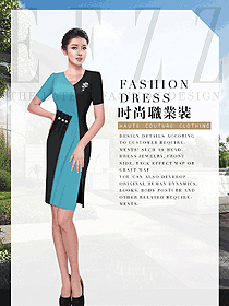 短袖連衣裙女職業裝夏裝制服設計圖884