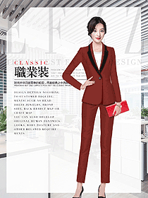 紅色女秋冬職業裝制服設計圖1794