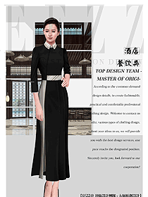 時尚長袖中餐服務員制服設計圖2123