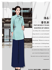 長袖女款中餐服務(wù)員制服款式圖2133