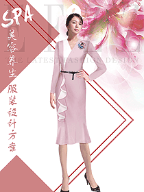 原創(chuàng)制服設(shè)計(jì)淺粉色水療會(huì)所咨客服裝款式圖524