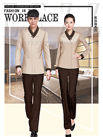 時尚卡其色男女款酒店清潔員服裝款式圖246