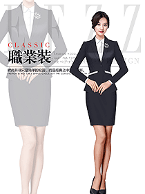 時尚藏藍色女職業裝夏裝制服設計圖944