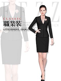 時尚黑色女職業裝夏裝制服設計圖874