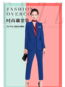 新款藍色女秋冬職業(yè)裝制服設計圖1642