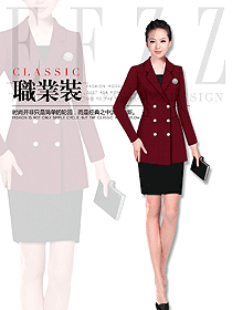 原創(chuàng)制服設計暗紅色女秋冬職業(yè)裝設計圖1737