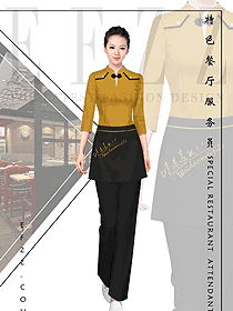 原創制服設計女款服務員服裝款式圖371