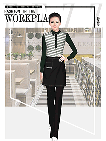 長(zhǎng)袖女款快餐廳服務(wù)員制服設(shè)計(jì)圖388