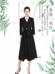 黑色女款水療會(huì)所咨客服裝款式圖517