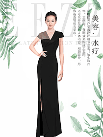 黑色女款水療會(huì)所咨客服裝款式圖484