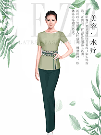 新款淺綠色女款按摩技師服款式設計圖1493
