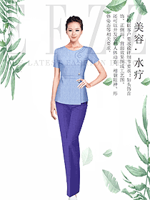 原創制服設計淺藍色女款按摩技師服裝款式圖1491