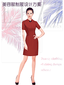 紅色女款美容技師制服設計圖708