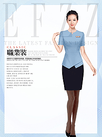 淺藍色女款美容技師制服設計圖681