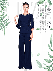 新款深藍(lán)色女款美容技師制服設(shè)計(jì)圖666