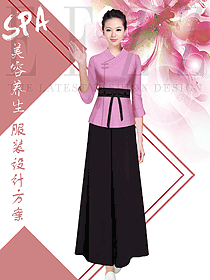 原創(chuàng)制服設計粉紅色女款美容會所服裝款式圖638