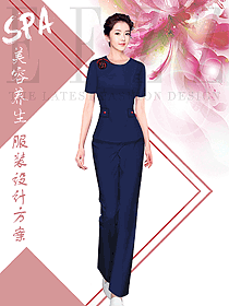 原創設計藏藍色女款服裝款式設計圖810