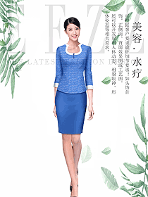 藍色女款總臺收銀接待制服設計圖442